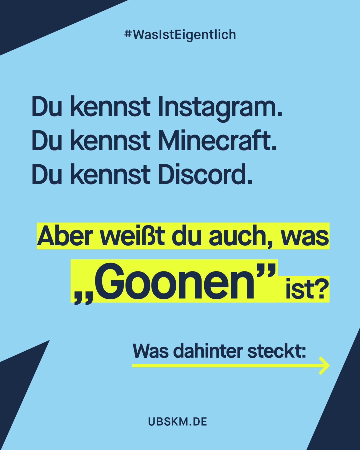 !B „Goonen“ war 2025 unter den Top 3 der Jugendwörter des Jahres. Während Kinder und Jugendliche das Wort längst in ihren Sprachgebrauch integriert haben, bleibt seine Bedeutung – besonders für Erwachsene – unklar. 

Stundenlanges Masturbieren als Flucht aus der Realität, mit exzessivem Pornokonsum als Treibstoff für einen nicht abreißenden Erregungszustand: das ist Goonen. 

Für viele Betroffene wird aus anfänglicher Neugier schnell eine Sucht mit gravierenden Folgen: Sie fühlen sich sozial isoliert, stecken in einem Kreislauf fest, haben Zwänge statt Lust und verlieren die Kontrolle. 

Sexuelle Neugier in der Pubertät ist völlig normal und gesund. Wenn jedoch Suchtverhalten auftritt, sollten Eltern die Warnsignale ernst nehmen. Kinder und Jugendliche brauchen Erwachsene, die ihnen zuhören und sie nicht verurteilen. 

Tipps, wie ihr mit Kindern über Pornos im Internet sprechen könnt, findet ihr bei @klicksafe​. Hilfe und Beratung zu exzessiver Mediennutzung finden Eltern und Jugendliche bei @insnetzgehen. 

#UBSKM #Missbrauchsbeauftragte #Goonen #Jugendschutz