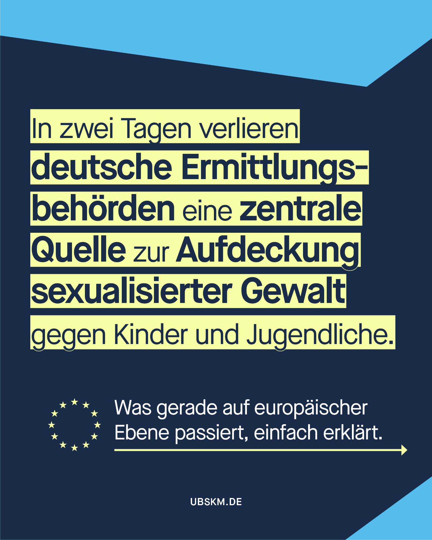 !B Kinderschutz braucht verlässliche Strukturen. 
Derzeit steht eine zentrale Grundlage für die Aufdeckung sexualisierter Gewalt gegen Minderjährige im Netz, die #Interimsverordnung, vor dem Aus. Damit drohen wichtige Hinweise für Ermittlungen wegzufallen. 

Die aktuelle Situation zeigt: 
Wir brauchen dringend eine tragfähige europäische Lösung, die effektiven Schutz ermöglicht und Grundrechte wahrt. 

Die Verhandlungen zur #CSA-Verordnung dürfen nicht weiter verzögert werden. 
Kinderrechte müssen auch digital durchgesetzt werden. 

#MissbrauchsBeauftragte #UBSKM #Kinderschutz #NCMEC