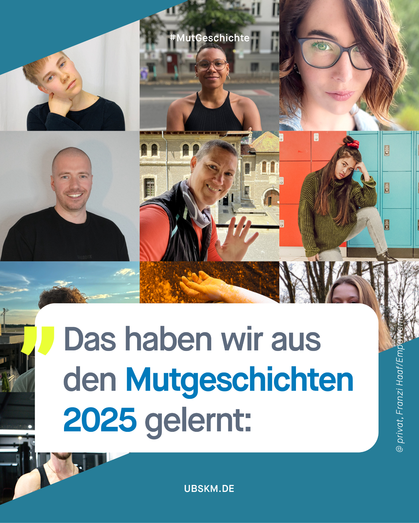 !B Wir sind unglaublich dankbar dafür, dass viele von euch ihre Mutgeschichte auf unserem Kanal geteilt haben.
Jetzt müssen auch Menschen, die nicht betroffen sind, lernen zuzuhören, hinzusehen und ihre Verantwortung nicht wegzuschieben. Mit großer Wahrscheinlichkeit kennen alle Menschen eine*n oder mehrere Betroffene – und auch Täter und Täterinnen.
Deshalb ist es so wichtig: informier dich und rede mit anderen über Missbrauch – und darüber, wie jede*r Einzelne Kinder und Jugendliche schützen kann.
Mehr Tipps und Informationen findet ihr auf nicht-wegschieben.de (Link in der Bio).
#Mutgeschichte #NichtWegschieben #Missbrauchsbeauftragte