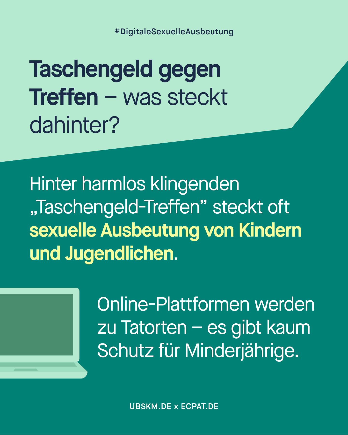 !B 🚨 „Taschengeld-Treffen“ – Sexuelle Ausbeutung von Minderjährigen über Kleinanzeigenmärkte und Dating-Plattformen

Kinder und Jugendliche effektiv vor Gewalt, Ausbeutung und Menschenhandel zu schützen, ist eine der dringendsten Herausforderungen unserer Zeit – auch im digitalen Raum. „Taschengeld-Treffen“ verbinden sexuelle Ausbeutung online über Anzeigenportale mit realen Treffen.

Die neue ECPAT-Studie zeigt:
 ➡️ Online-Anzeigenportale werden gezielt genutzt, um Bilder und Treffen mit Minderjährigen gegen Geld oder Geschenke anzubieten oder danach zu suchen.
 ➡️ Viele Minderjährige sehen diese Treffen als einfache Geldquelle – die Risiken sind ihnen oft nicht bewusst.
 ➡️ Expert*innen warnen vor einem erheblichen Dunkelfeld.
 ➡️ Unzureichender Schutz auf Plattformen begünstigt sexuelle Ausbeutung.
🚫 Kinder und Jugendliche können nicht zustimmen – jede sexuelle Handlung gegen Gegenleistung mit Minderjährigen ist strafbar.

Wir brauchen:
 👉 umfassenden Kinderschutz vor Ausbeutung und Menschenhandel – auch im digitalen Raum,
 👉 mehr Aufklärung & Prävention,
 👉 verpflichtende Altersverifikation, wirksame Haftungsmechanismen für Plattformbetreibende und konsequente Umsetzung des Kinder- und Jugendmedienschutzes,
 👉 flächendeckende, langfristige und spezialisierte Unterstützungs- und Beratungsangebote für betroffene Minderjährige. 

📄 Studie & Factsheet: ecpat.de/publikationen/#tgtreffen

📞 Hilfe & Meldung: auf der Meldeplattform: nicht-wegsehen.net | bei Beratungsstellen: bkk.ecpat.de/netzwerke

💻 Kostenloser ECPAT Online-Impuls: 18.09.2025, 11-12 Uhr – Anmeldung über den Link in der Bio bei ECPAT Deutschland.


#ECPAT #GemeinsamGegenMissbrauch #Missbrauchsbeauftragte #SexuelleAusbeutung #Missbrauch #UBSKM #KeinRaumFürMissbrauch #NichtWegschieben #Kinderschutz #TaschengeldTreffen #DigitaleSexuelleGewalt #Menschenhandel