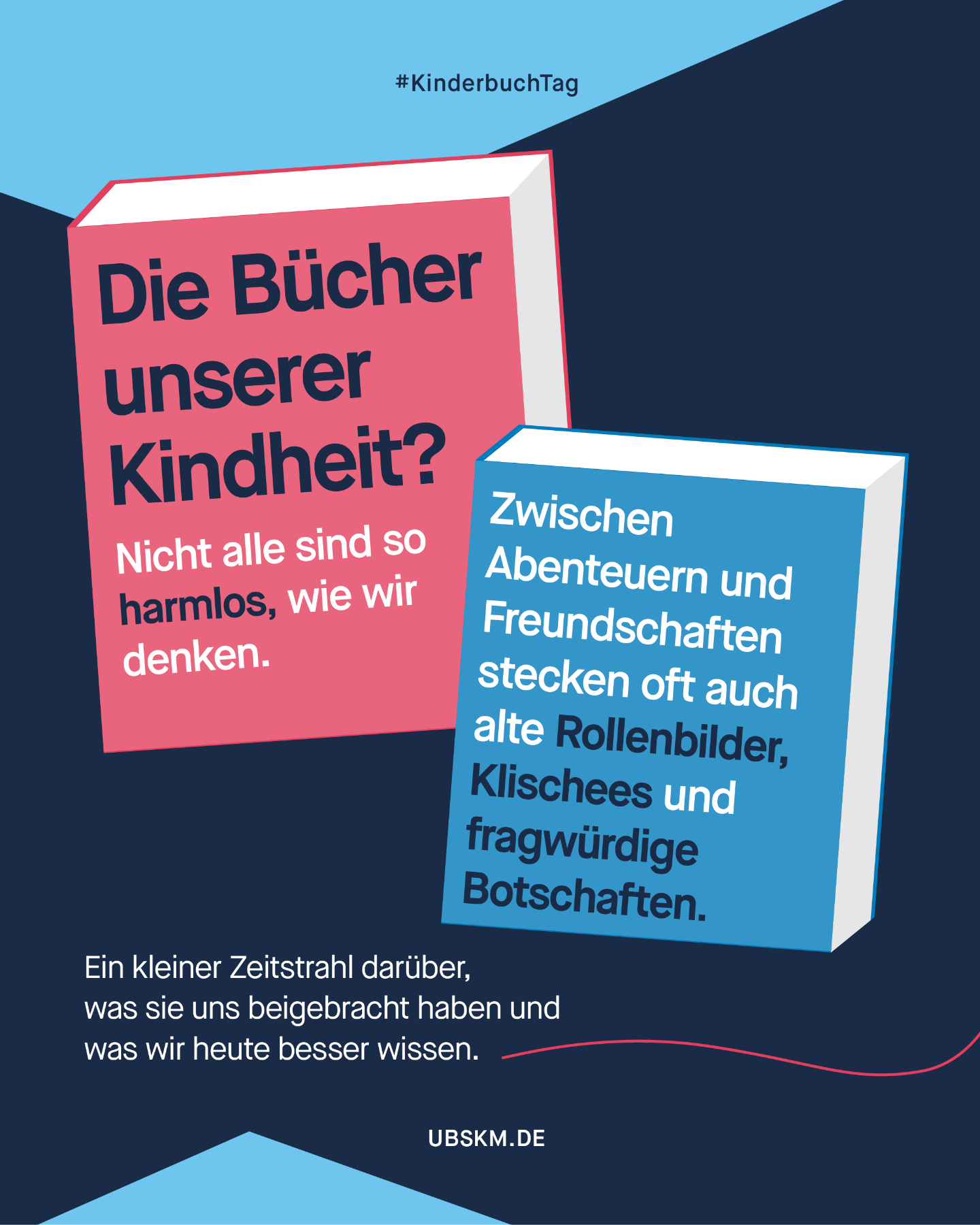 !B 📚 Heute ist #WeltKinderBuchTag. 
Viele von uns sind mit Kinderbuchklassikern aufgewachsen. Sie haben uns zum Lachen gebracht, unsere Fantasie geprägt und manchmal auch Werte vermittelt, die wir heute kritisch hinterfragen. 

Ältere Kinderbücher entstanden in einer Zeit mit anderen gesellschaftlichen Vorstellungen: feste Rollenbilder, stereotype Darstellungen oder sehr autoritäre Erwachsenenfiguren waren lange normal. 

Heute greifen Kinderbücher viel häufiger Themen auf, die früher ausgeklammert wurden: Gefühle, Vielfalt, persönliche Grenzen oder altersgerechte Aufklärung. 

Auch das Vorlesen selbst hat sich verändert. Vom reinen Vorlesen hin zum dialogischen Lesen. Dabei werden Kinder aktiv einbezogen, es wird gemeinsam gesprochen, gefragt und reflektiert. 

Das Ziel ist nicht, alte Bücher abzuschaffen, sondern sie bewusst zu lesen und einzuordnen. Gleichzeitig entstehen immer mehr Geschichten, die Kindern zeigen: 
✅ Du darfst Fragen stellen. 
✅ Du darfst Nein sagen. 
✅ Und deine Lebensrealität hat Platz in Geschichten. 

Mit welchem Kinderbuch bist du aufgewachsen und würdest du es heute noch genauso lesen? 

#UBSKM #MedienKompetenz #NichtWegschieben