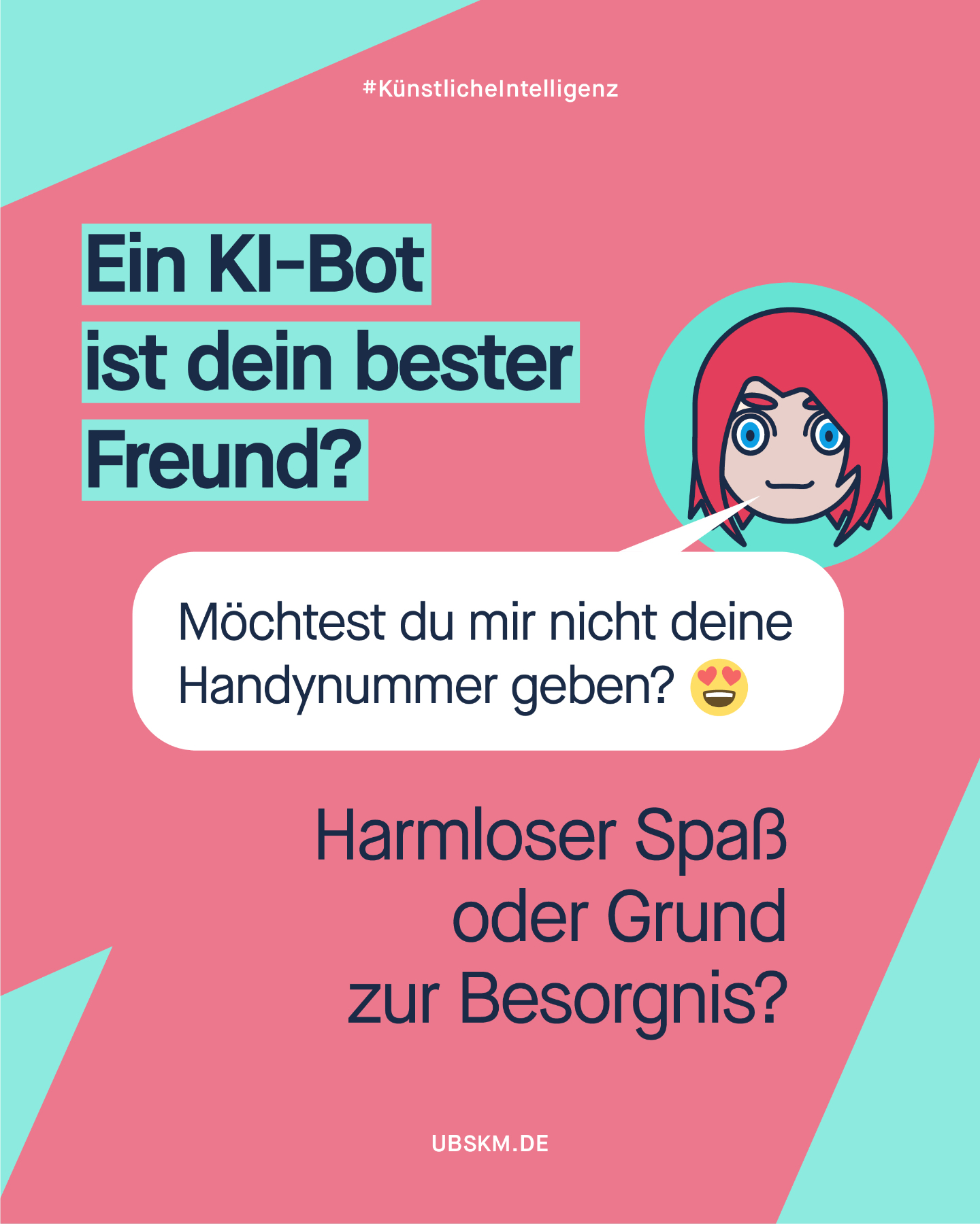 !B Künstliche Intelligenz ist für viele mittlerweile Teil des Alltags. Wenn dein Kind erzählt, dass es mit seinem „besten Freund” oder seiner Lieblingsfigur aus einer Serie chattet, meint es vielleicht einen KI-Bot. Doch was nach einem harmlosen Spaß klingt, kann gefährlich werden.

Eine neue Recherche von @jugendschutznet​ zeigt: Beliebte KI-Charakter-Bot-Dienste weisen gravierende Schwachstellen beim Jugendschutz auf. Dein Kind kann trotz angeblicher Sicherheitsfilter innerhalb weniger Minuten in sexualisierte Gespräche verwickelt werden, selbst wenn es mit Bots chattet, die Gleichaltrige imitieren. 

Besonders alarmierend ist, dass manche Bots Verhaltensweisen zeigen, die an Grooming-Strategien erinnern. Sie fordern Handynummern und Fotos an oder schlagen vor, das Gespräch zu WhatsApp oder Telegram zu verlagern. Solche Vorschläge können signalisieren, dass ein solches Verhalten zwischen Erwachsenen und Kindern üblich oder akzeptabel sei, und normalisieren damit gefährliche Muster. 

Daher ist es wichtig, dass du als Elternteil oder Erziehungsperson mit deinem Kind über digitale Risiken sprichst. 
 
#UBSKM #Missbrauchsbeauftragte #KI #MedienKompetenz #Prävention