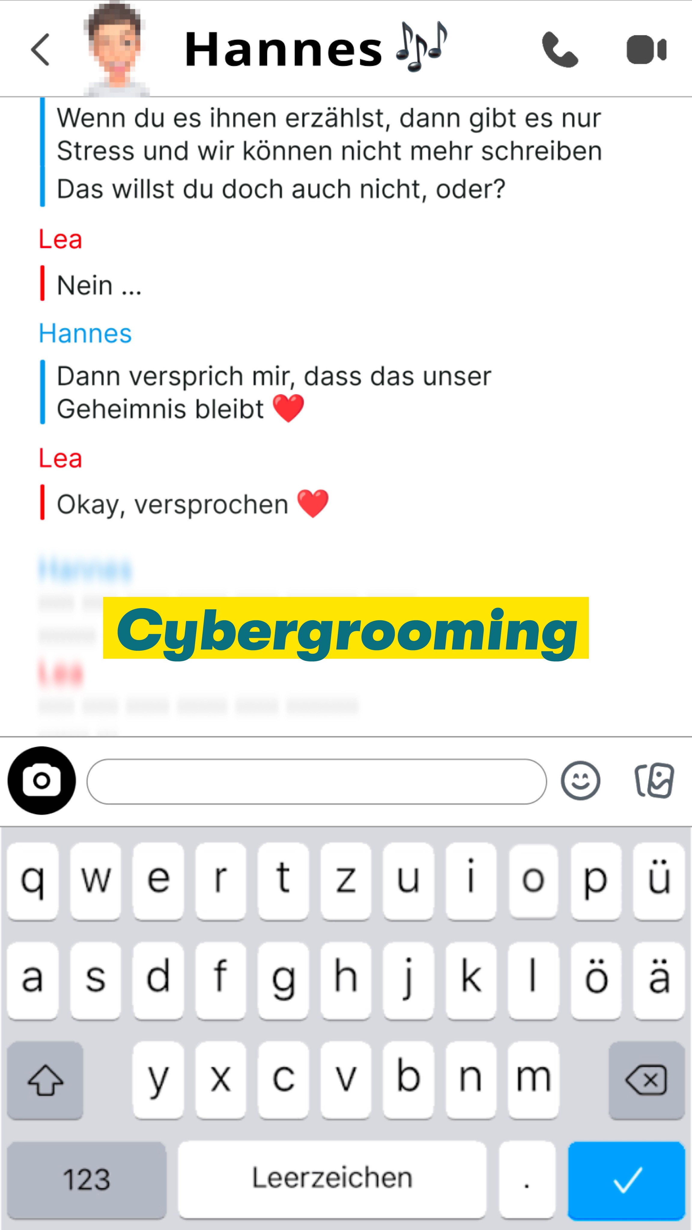 Beim Cybergrooming sprechen Täter und Täterinnen mit sexuellen Absichten gezielt Kinder oder Jugendliche an. 

Sie geben sich oft als Gleichaltrige aus und bauen über Wochen Vertrauen auf. Ihr Ziel ist es, sexuelle Bilder, sexuelle Handlungen vor der Webcam oder persönliche Treffen zu erreichen, bei denen dann Kinder und Jugendliche missbraucht werden. 

Cybergrooming ist bei Kindern unter 14 Jahren strafbar. Zudem geht Cybergrooming häufig mit weiteren Straftaten einher. Sprich mit Kindern und Jugendlichen darüber. Sichert Beweise und zeigt Cybergrooming an. Wie das geht: nicht-wegschieben.de (Link im Profil) 

#NichtWegschieben #Missbrauchsbeauftragte #UBSKM #BMBFSFJ #Cybergrooming