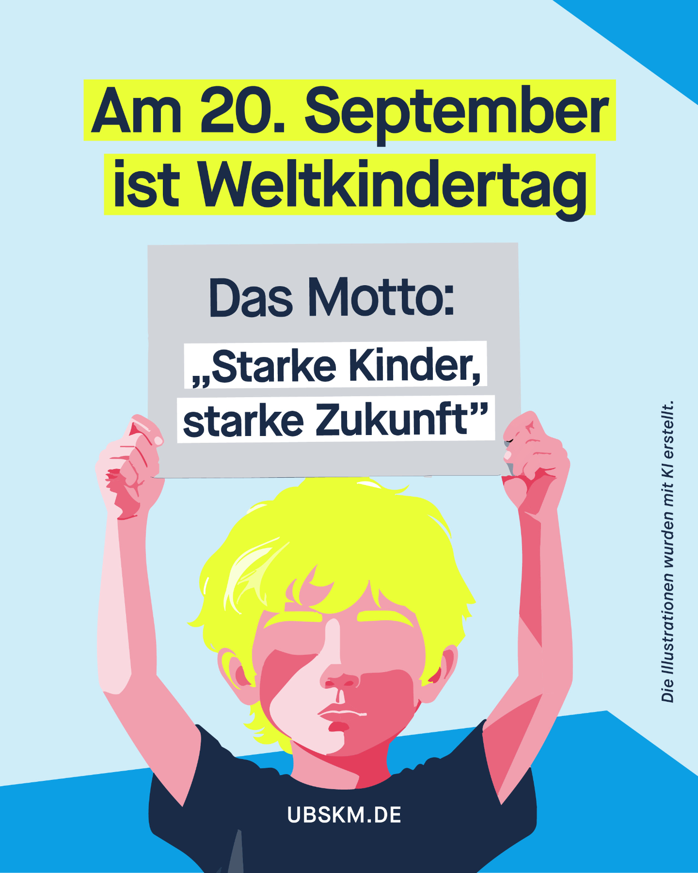 !B Was muss sich ändern, damit Kinder und Jugendliche in Deutschland und weltweit gestärkt aufwachsen können? 
Diese Frage sollten wir uns alle stellen. 

Bundesweit veranstalten am #WeltKinderTag Verbände wie @unicef_deutschland​ oder das @deutscheskinderhilfswerk_e.v​ Diskussionsveranstaltungen und übergeben die Anliegen und Forderungen an die Politik. 

Der Schutz von Kindern ist und bleibt eine gesamtgesellschaftliche Aufgabe, die noch stärker priorisiert werden muss. Die aktuellen Zahlen vom @bundeskriminalamt​ zeigen, dass die Fälle von sexuellem Missbrauch von Kindern im Jahr 2025 um 4,7 % im Vergleich zum Vorjahr gestiegen sind. 

Mehr Infos zum Weltkindertag auf 🔗 weltkindertag.de. 

#UBSKM #Missbrauchsbeauftragte #KinderRechte #StarkeKinder