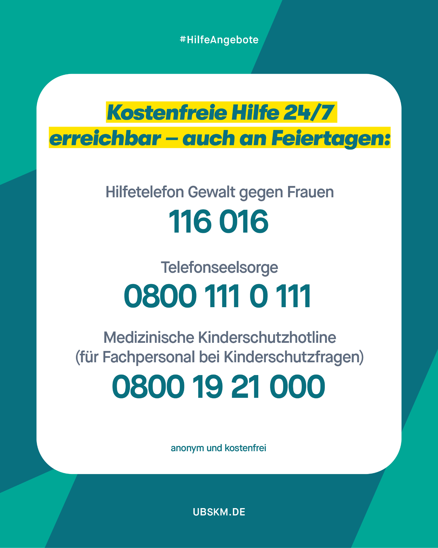 !B 🎄 Weihnachten – für viele eine Zeit der Geborgenheit. Für manche Kinder leider nicht.
Sexuelle Gewalt gegen Kinder und Jugendliche kann überall passieren, auch in deinem Umfeld.
Während andere noch den Weihnachtsbaum schmücken, haben betroffene Kinder ganz andere Sorgen: das deutlich höhere Risiko, in den nächsten Tagen (wieder) Gewalt zu erfahren.
👉 In 3/4 der Fälle stammt die Täterin oder der Täter aus dem Familien- oder Bekanntenkreis, also genau aus dem Umfeld, in dem Kinder und Jugendliche über die Feiertage viel Zeit verbringen.
Deshalb gilt gerade jetzt:
👁️ Sieh hin.
👂 Hör zu.
❓ Frag nach.
Und vor allem: Schieb deine Verantwortung nicht weg.
Wenn du etwas beobachtest, ein ungutes Gefühl hast oder dir Sorgen machst, sprich darüber.
Auch ein Verdacht reicht aus, um Hilfe zu holen.
Das Hilfe-Telefon Sexueller Missbrauch ist an den Feiertagen leider nicht besetzt, aber es gibt andere Hilfeangebote, die jederzeit erreichbar sind.
Bitte teilt diesen Beitrag und speichert ihn ab für den Fall, dass ihr Hilfe braucht.
Mehr Informationen zum Thema sexuelle Gewalt gegen Kinder und Jugendliche findest du unter: 👉 nicht-wegschieben.de (Link in der Bio).
#Missbrauchsbeauftragte #NichtWegschieben #HilfeTelefon