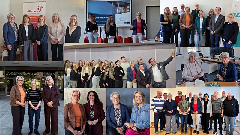 Bildercollage aus Begegnungen der UBSKM auf ihrer Ländertour in NRW mit engagierten Menschen